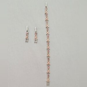 Avon Pink Ribbon Bracelet with Pink Crystal Accents & 2 Clasp Extenders